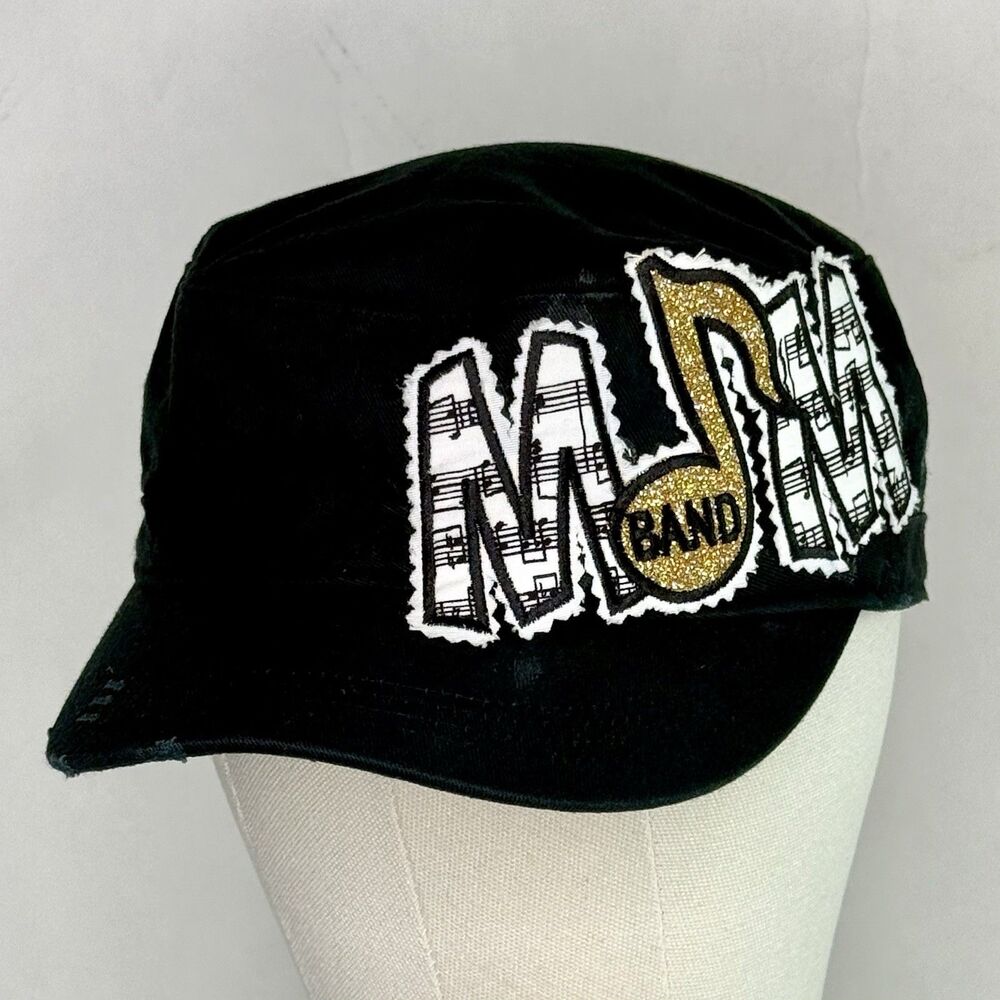 BAND MOM Plano East Cadet Hat Cap One Size Black Canvas Flat Top Embroidered